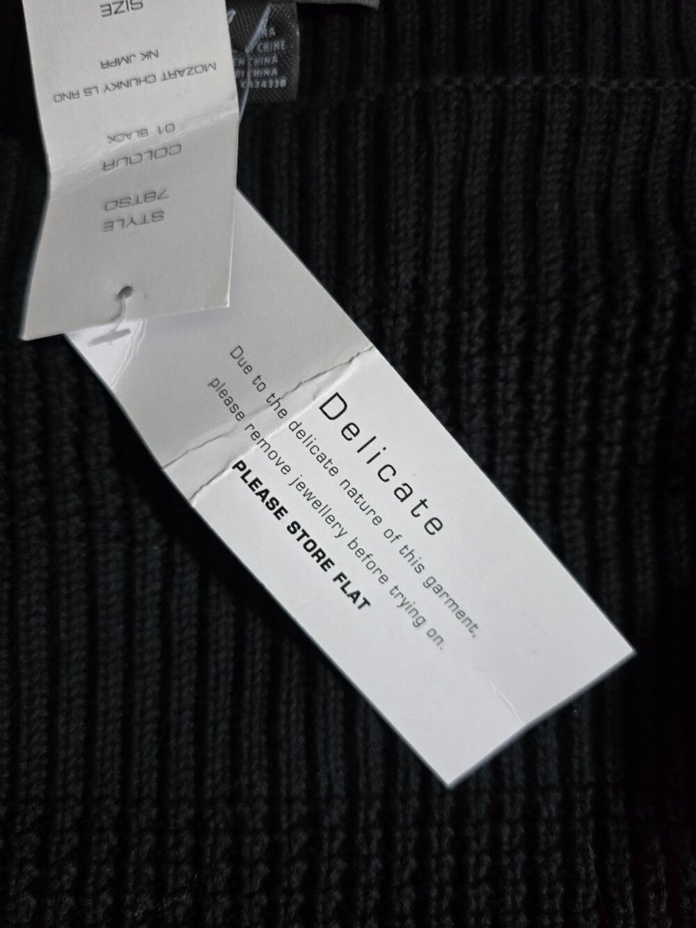 Waffle Textured Knit Sweater NWT Med Black 100% Cotton Boxy Cropped Minimalist - Picture 15 of 16